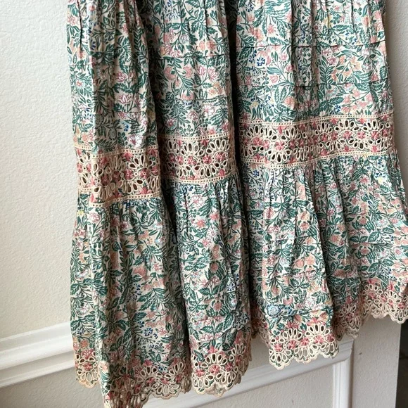 NWT RARE Ulla Johnson Orange Green Ruffle Embroidered Eyelet Marisol dress Sz 6 - Picture 10 of 13